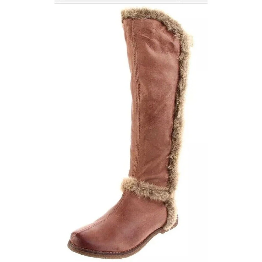 PRIMIGI Girls Brown Leather Fur Tall Boots Renata Eu 28  US 11, 2 Avb Twins?